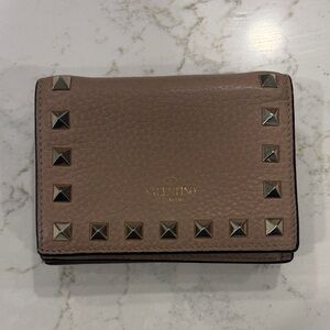 Valentino Garavani Taupe Studded Wallet